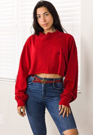 VINTAGE POLO RALPH LAUREN CROP TOP REWORKED 90S XL 13.2