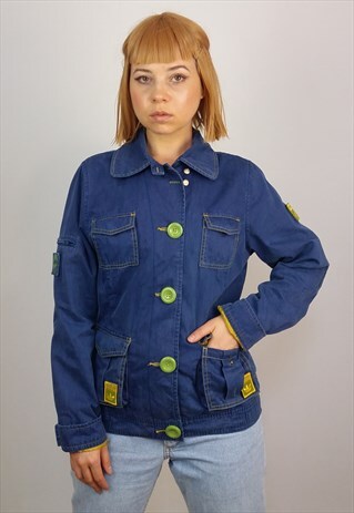 VINTAGE Y2K ADIDAS DENIM JACKET / BLAZER WORKWEAR STYLE
