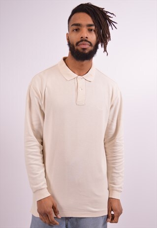 FILA MENS VINTAGE POLO SHIRT LARGE BEIGE 90S