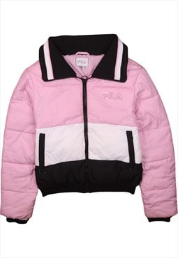 Vintage 90's Fila Puffer Jacket Lightweight Full Zip Up Pink