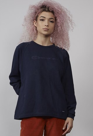 VINTAGE 90'S LOGO CHAMPION NAVY SWEATER