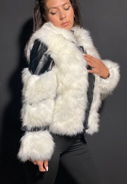 'Cold Ready' White Faux Fur Jacket