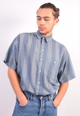 Vintage Benetton Shirt Stripes Blue