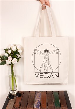 Vegan Tote Cotton Canvas Printed Yoga Bag Da Vinci Sketch