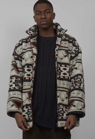 VINTAGE 80'S PATTERNED FLEECE JACKET