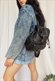 Vintage 90s black patchwork leather backpack bag