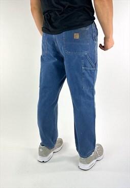 Vintage Blue Carhartt Cargo Carpenter Trousers Pants Jeans