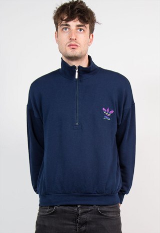 90'S ADIDAS ZIP NECK SWEATSHIRT