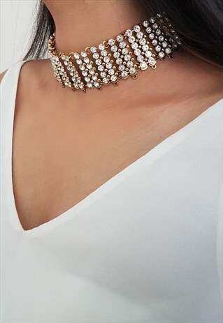 LAILA THICK SILVER AND GOLD CHOKER NECKLACE