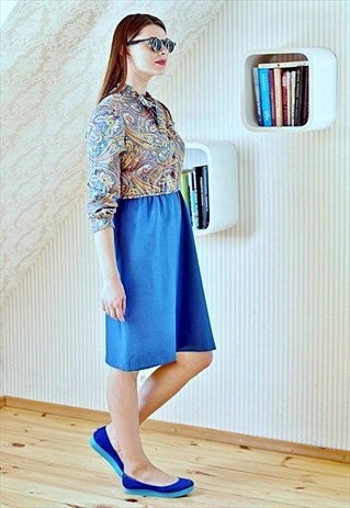 VINTAGE BLUE TWO TONE COMBINED DRESS