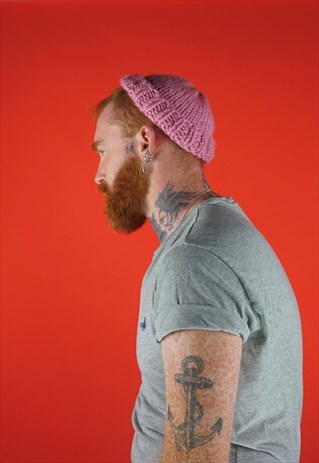 VINTAGE 1980S HANDMADE PINK WOOL DOCKERS HAT