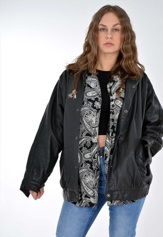 VINTAGE 90'S REAL LEATHER OVERSIZED JACKET