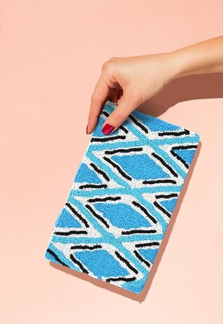 HANDMADE BAG BLUE AZTEC