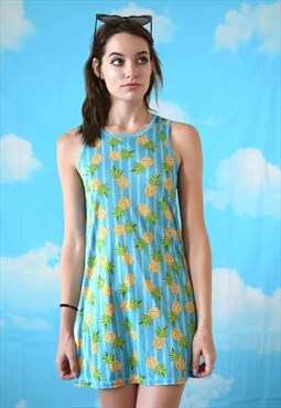 Vintage 90's Pineapple Print Mini Dress