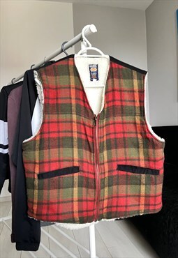 Vintage Sherpa Checkered Gilet Vest y2k