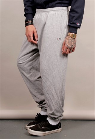VINTAGE 90'S CHAMPION LOGO LIGHT GREY JOGGERS