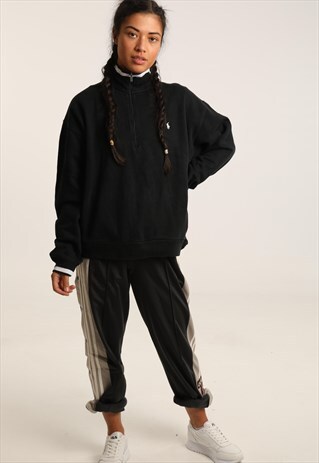 90S RALPH LAUREN EMBROIDERED LOGO 1/4 ZIP SWEATSHIRT