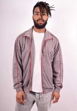 LOTTO MENS VINTAGE TRACKSUIT TOP JACKET LARGE GREY 90S