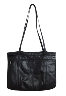 Vintage 90s Y2K Tote Bag Purse Black Leather Strappy 