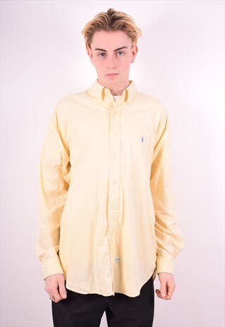 RALPH LAUREN MENS VINTAGE SHIRT LARGE YELLOW 90'S