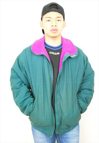 FLEECE LINED WINTER BOMBER JACKET (1990'S/GREEN/PINK)
