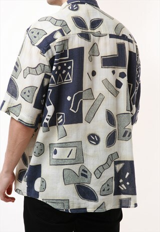 90S VINTAGE CAMEL COTTON PATTERN SHIRT 16453
