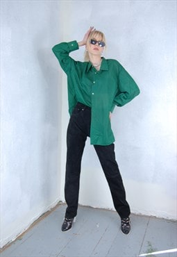 Vintage y2k baggy tailored cool oversized shirt blouse green