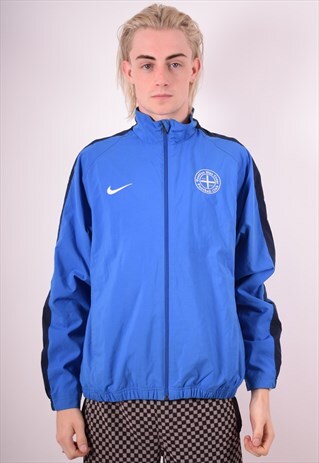 NIKE MENS VINTAGE TRACKSUIT TOP JACKET MEDIUM BLUE 90S