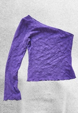 vintage y2k purple asymetrique lace top