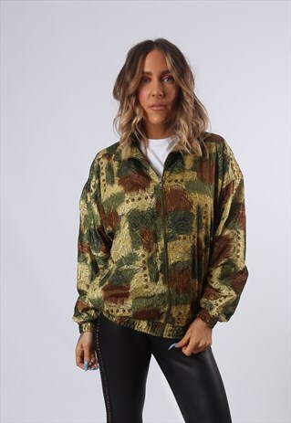 SHELL BOMBER PRINT JACKET OVERSIZED PATTERNED UK 10 - 12 F2E