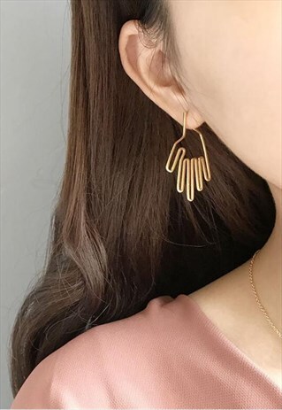 GOLD TRENDING HAND STERLING SILVER EARRINGS