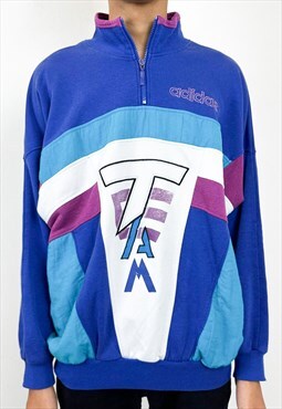 Vintage 90s zip up blue sweatshirt 