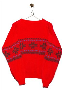 Second Hand Sweater Norwegian pattern red/blue