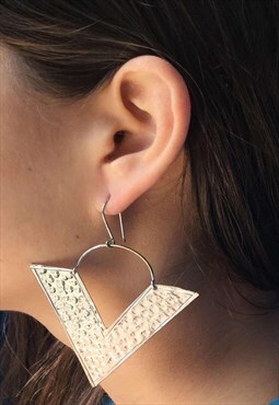 Silver Triangle Statement Earrings