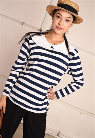 90'S RETRO NAUTICAL PARIS CHIC MINIMALIST JUMPER