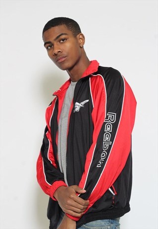 VINTAGE REEBOK TRACK JACKET BLACK RED