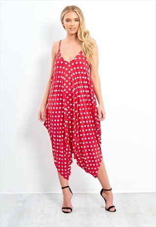 RED POLKA DOT HAREM ROMPER