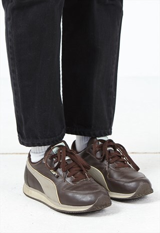 VINTAGE BROWN PUMA LEATHER TRAINERS