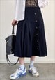 VINTAGE REWORKED WOOL MIDI SKIRT WITH SILVER EYELETS 