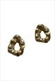 Chunky Gold Tone Molten Statement Earrings