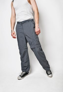 Vintage hiking pants/shorts grey for men Multi pocket cargo