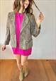 1970'S VINTAGE RAINBOW BOUCLE BLAZER WITH LION BUTTONS