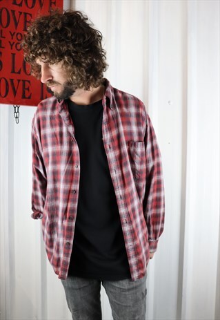 VINTAGE CHECK FLANNEL OVERSIZED GRUNGE INDI WINTER SHIRT