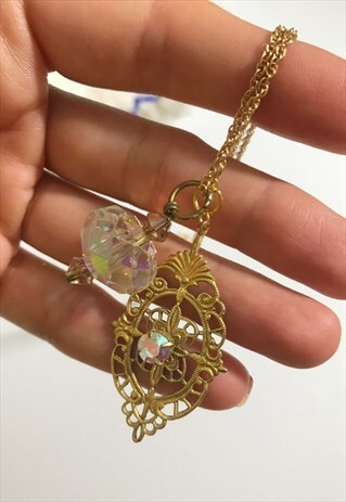 1970'S FILIGREE & CRYSTAL NECKLACE