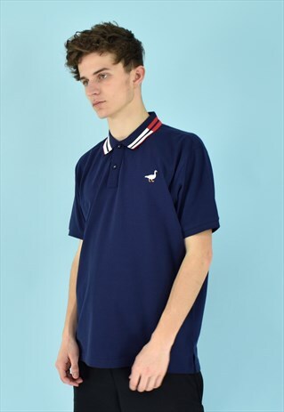 G&G UNISEX NAVY S/S GOOSE POLO