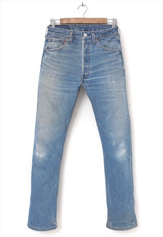 Vintage LEVIS 501 Jeans Distressed Denim Pants 90s Blue