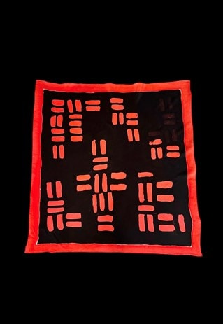 80's Vintage Black Red Abstract Large Scarf