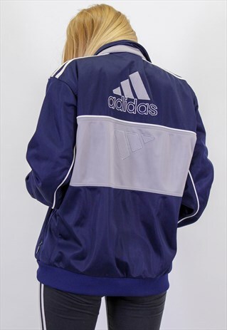 VINTAGE ADIDAS FESTIVAL LOGO JACKET IN BLUE MEDIUM