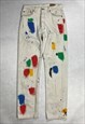 WHITE VINTAGE LEVI'S 501 PAINT STROKE JEANS STRAIGHT FIT 31"