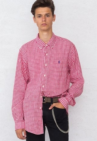 VINTAGE RED RALPH LAUREN LONG SLEEVE CHECKERED SHIRT